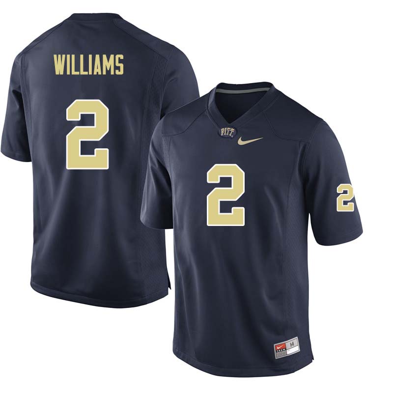 Men #2 KWaun Williams Pittsburgh Panthers College Football Jerseys Sale-Navy